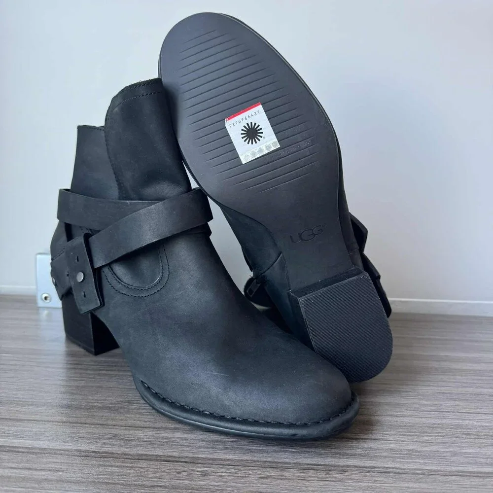 UGG Women's Elysian Zip Up Ankle Boots Bootie $170 in Black 1095792